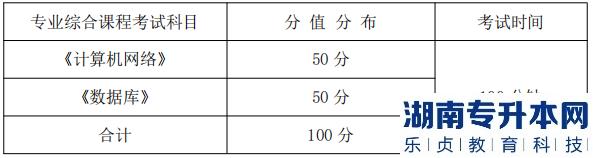 湖南信息學(xué)院專業(yè)綜合課程考試科目、分值分布及考試時(shí)間