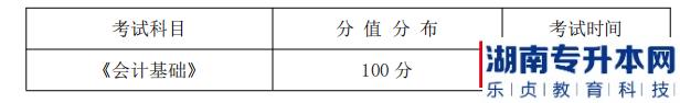 湖南信息學(xué)院2022年《會計學(xué)專業(yè)》專升本考試科目，分值分布及考試時間