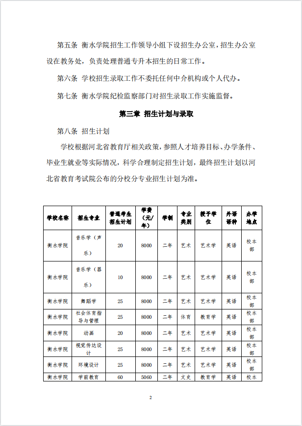 2023年衡水學(xué)院專升本招生章程公布！(圖2)