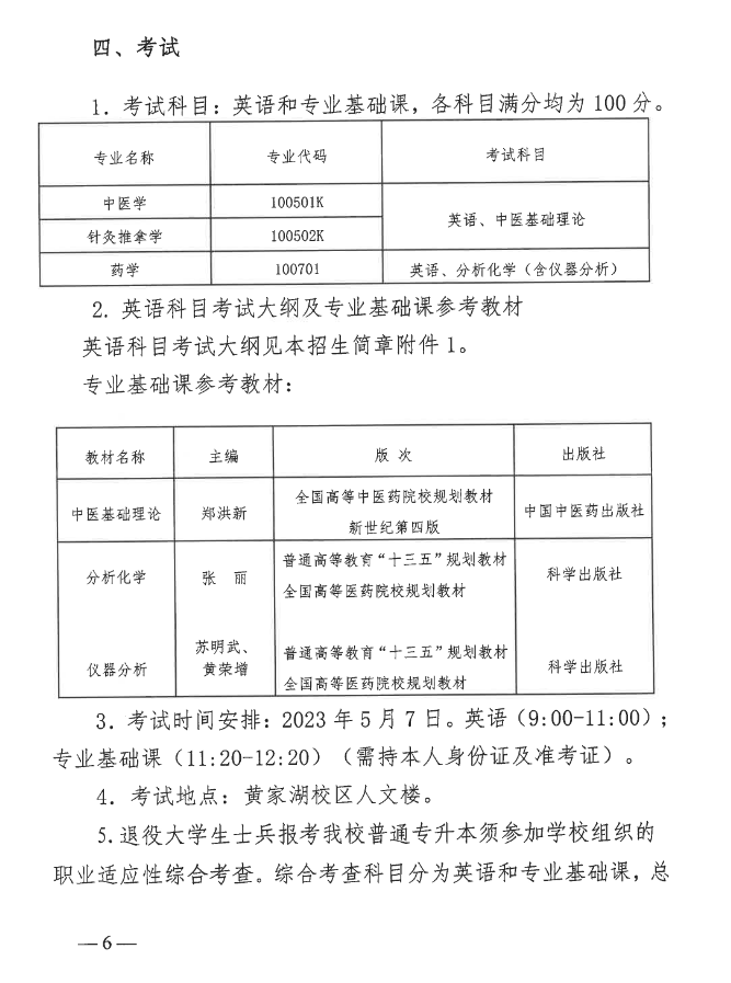 2023年湖北中醫(yī)藥大學普通專升本招生簡章公布！(圖6)